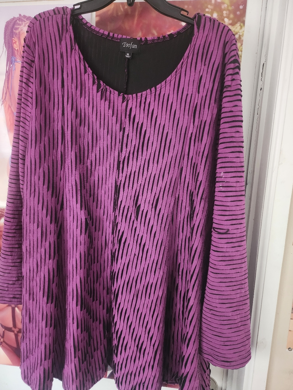 Toofan Purple Striped Long Sleeve Tunic